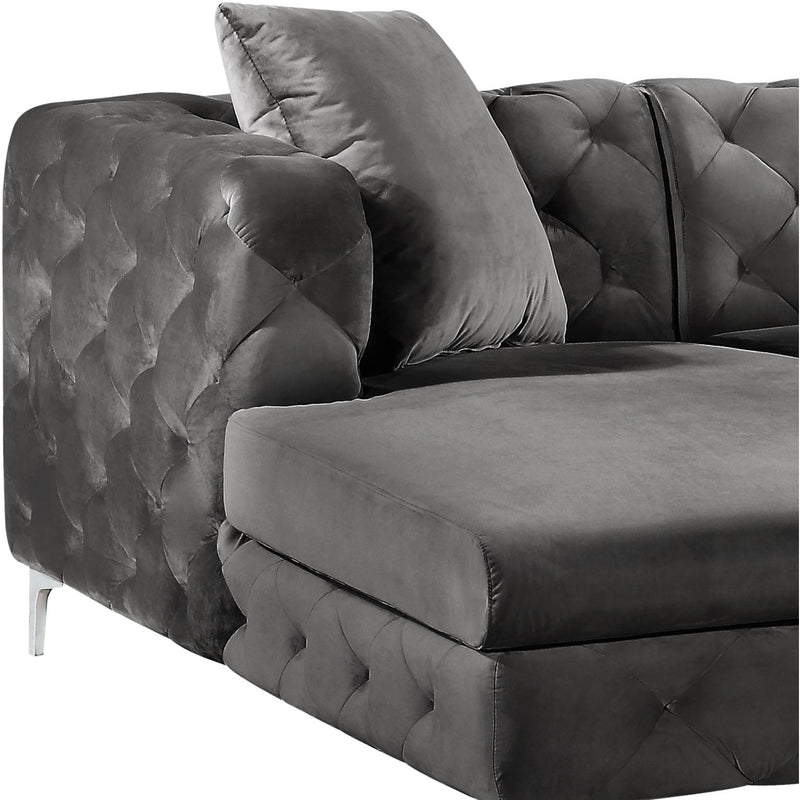 Meridian Gail Grey Velvet 3pc. Sectional IMAGE 4