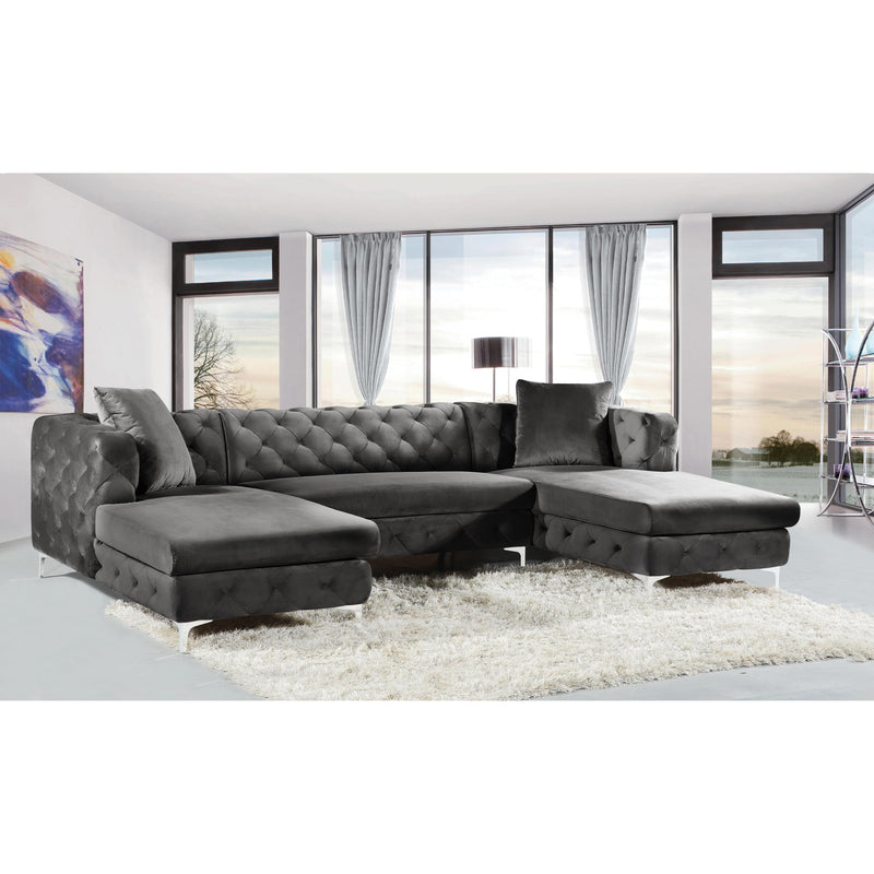 Meridian Gail Grey Velvet 3pc. Sectional IMAGE 5