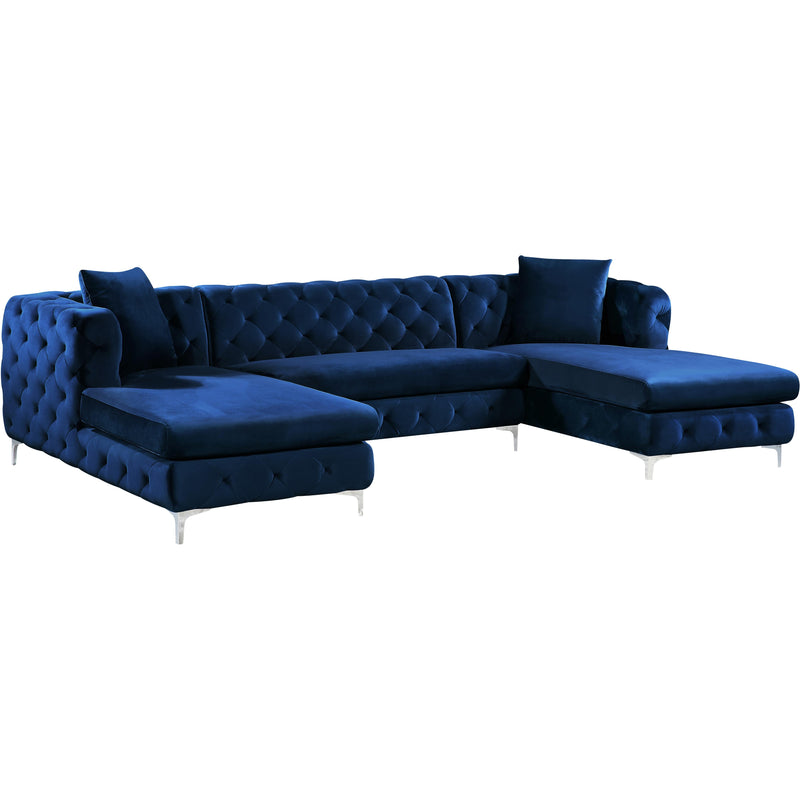 Meridian Gail Navy Velvet 3pc. Sectional IMAGE 1