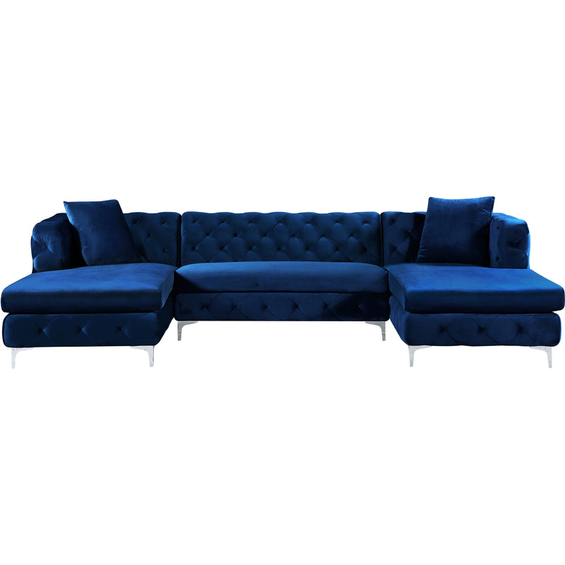 Meridian Gail Navy Velvet 3pc. Sectional IMAGE 2