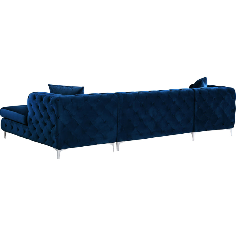 Meridian Gail Navy Velvet 3pc. Sectional IMAGE 3