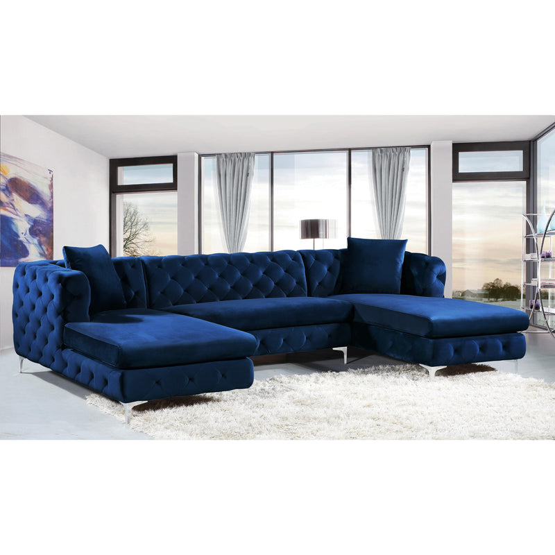 Meridian Gail Navy Velvet 3pc. Sectional IMAGE 5