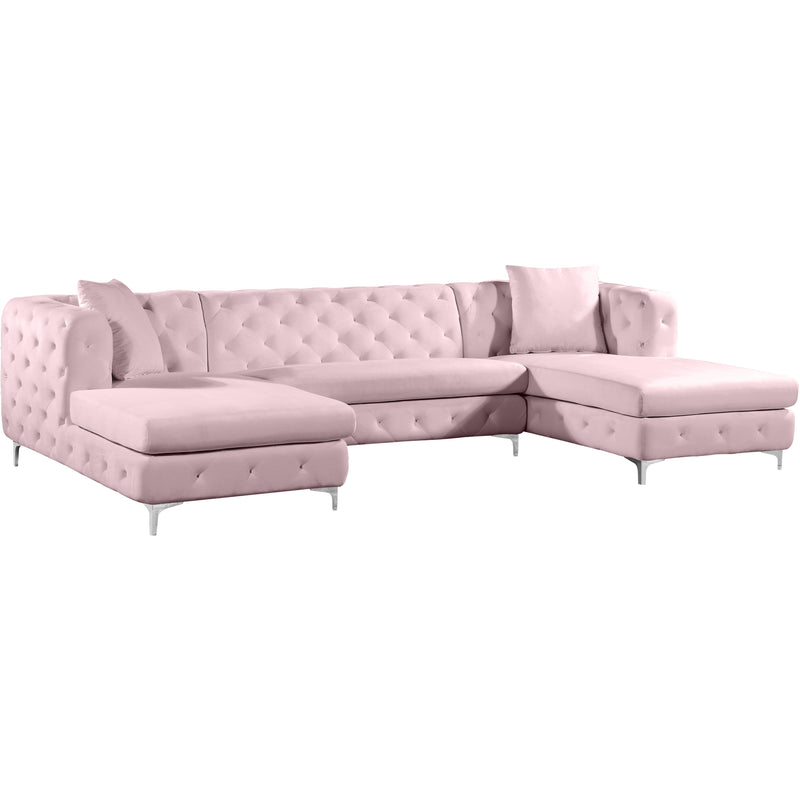 Meridian Gail Pink Velvet 3pc. Sectional IMAGE 1