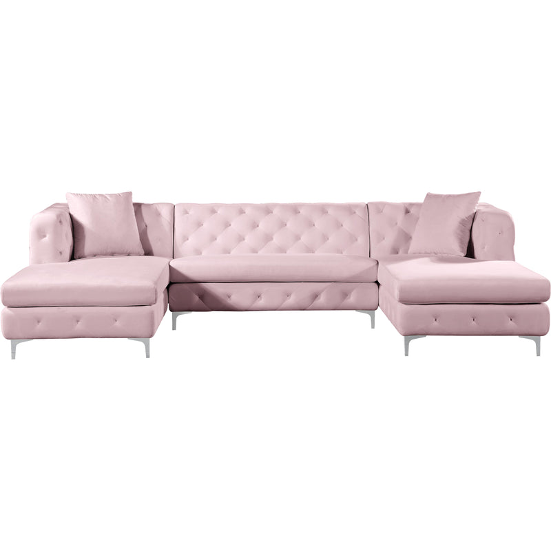 Meridian Gail Pink Velvet 3pc. Sectional IMAGE 2