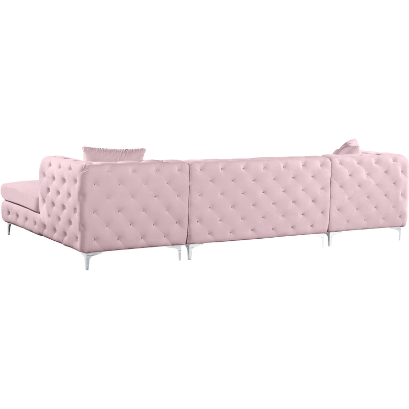 Meridian Gail Pink Velvet 3pc. Sectional IMAGE 3