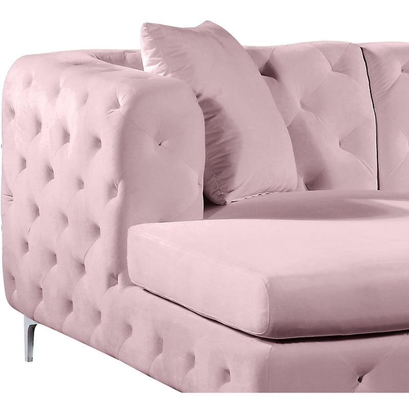 Meridian Gail Pink Velvet 3pc. Sectional IMAGE 4