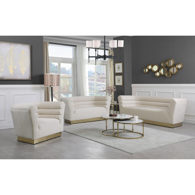 Meridian Bellini Cream Velvet Loveseat IMAGE 5