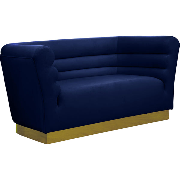 Meridian Bellini Navy Velvet Loveseat IMAGE 1