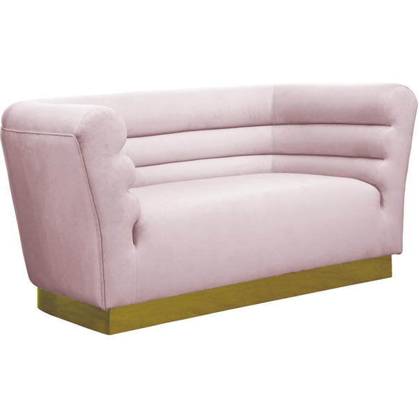 Meridian Bellini Pink Velvet Loveseat IMAGE 1