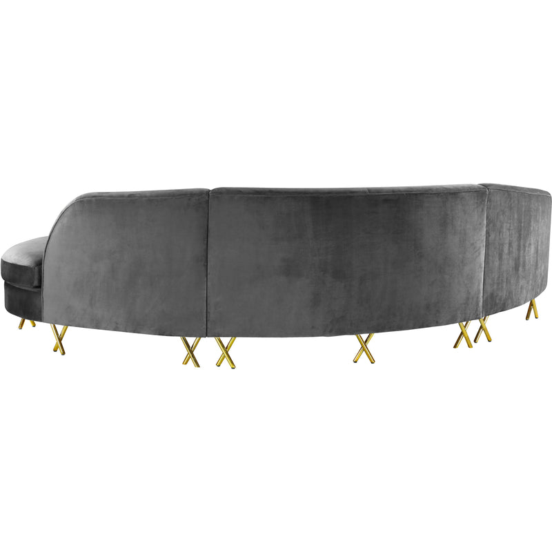 Meridian Serpentine Grey Velvet 3pc. Sectional IMAGE 3