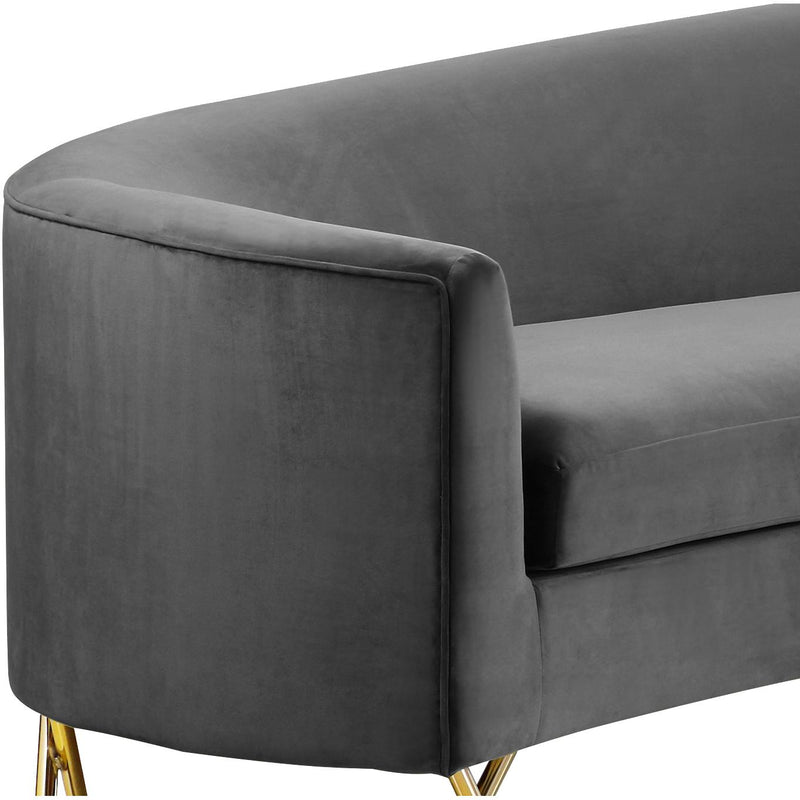 Meridian Serpentine Grey Velvet 3pc. Sectional IMAGE 5