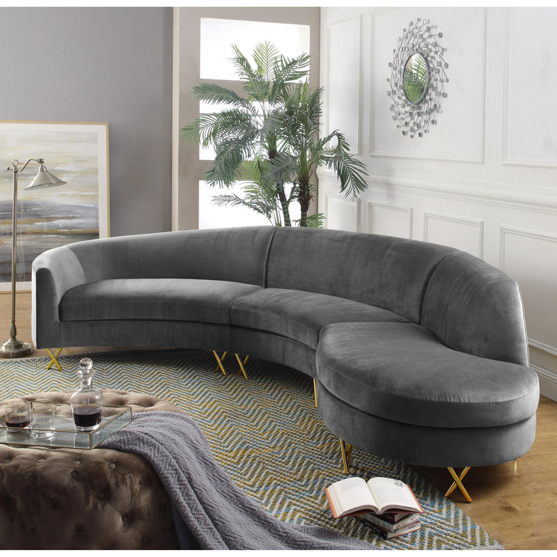 Meridian Serpentine Grey Velvet 3pc. Sectional IMAGE 7