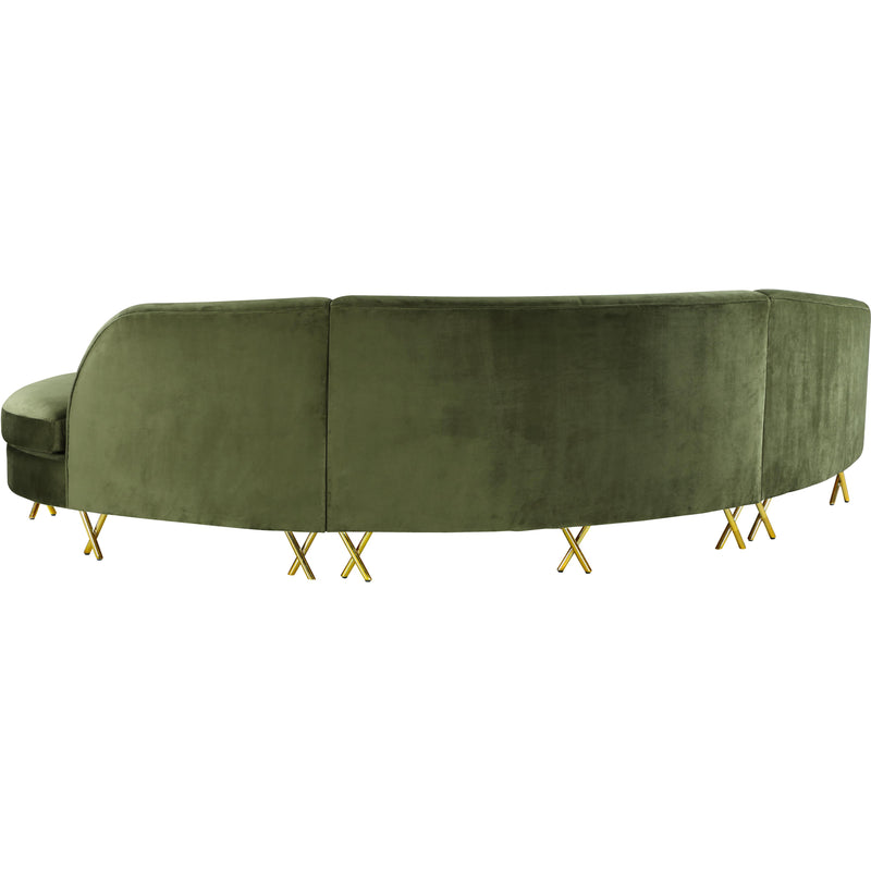 Meridian Serpentine Olive Velvet 3pc. Sectional IMAGE 3