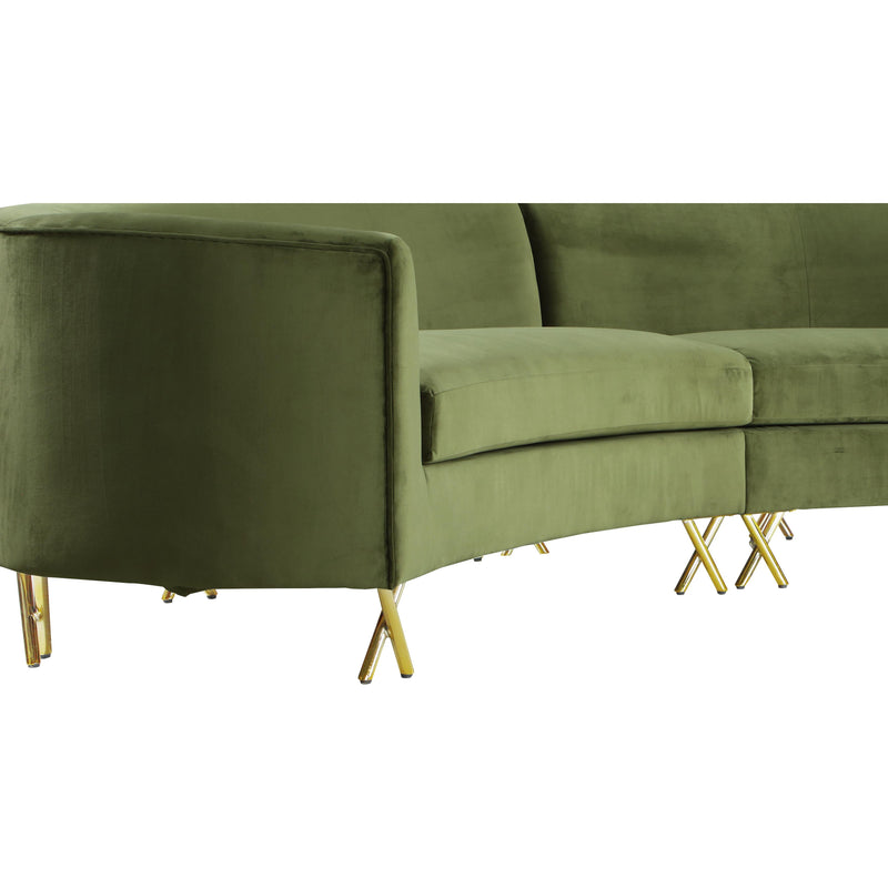 Meridian Serpentine Olive Velvet 3pc. Sectional IMAGE 4