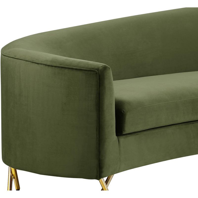 Meridian Serpentine Olive Velvet 3pc. Sectional IMAGE 5