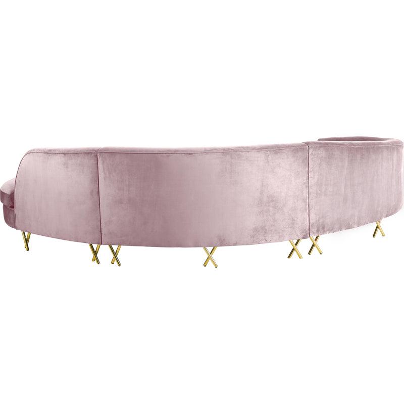 Meridian Serpentine Pink Velvet 3pc. Sectional IMAGE 2