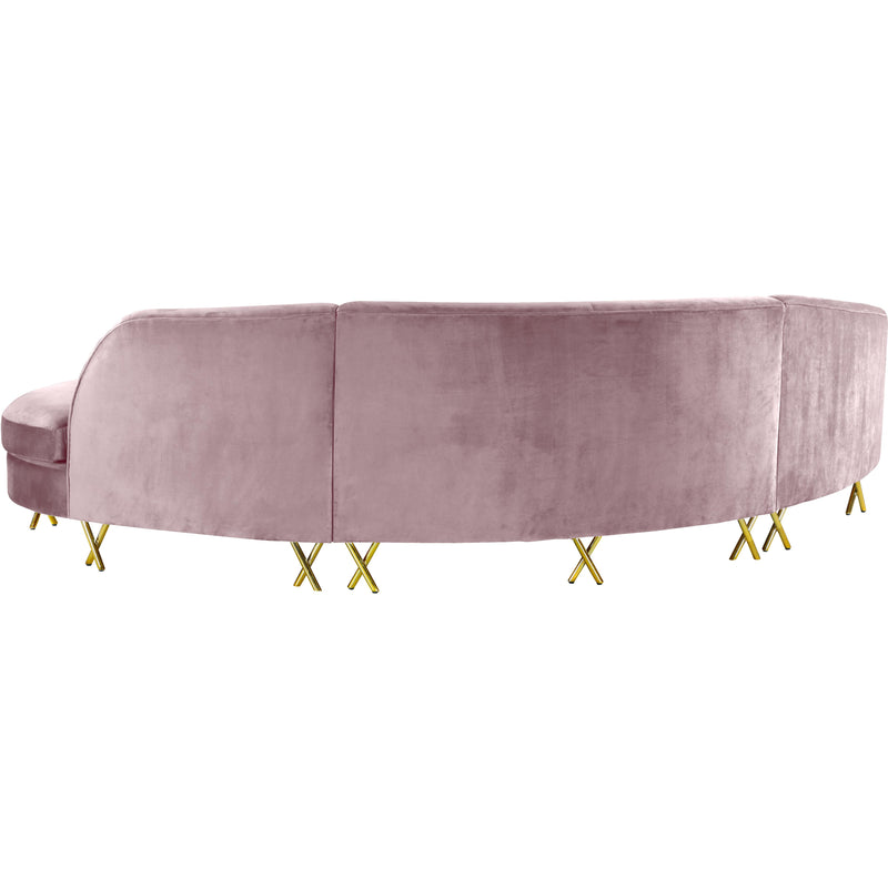 Meridian Serpentine Pink Velvet 3pc. Sectional IMAGE 3