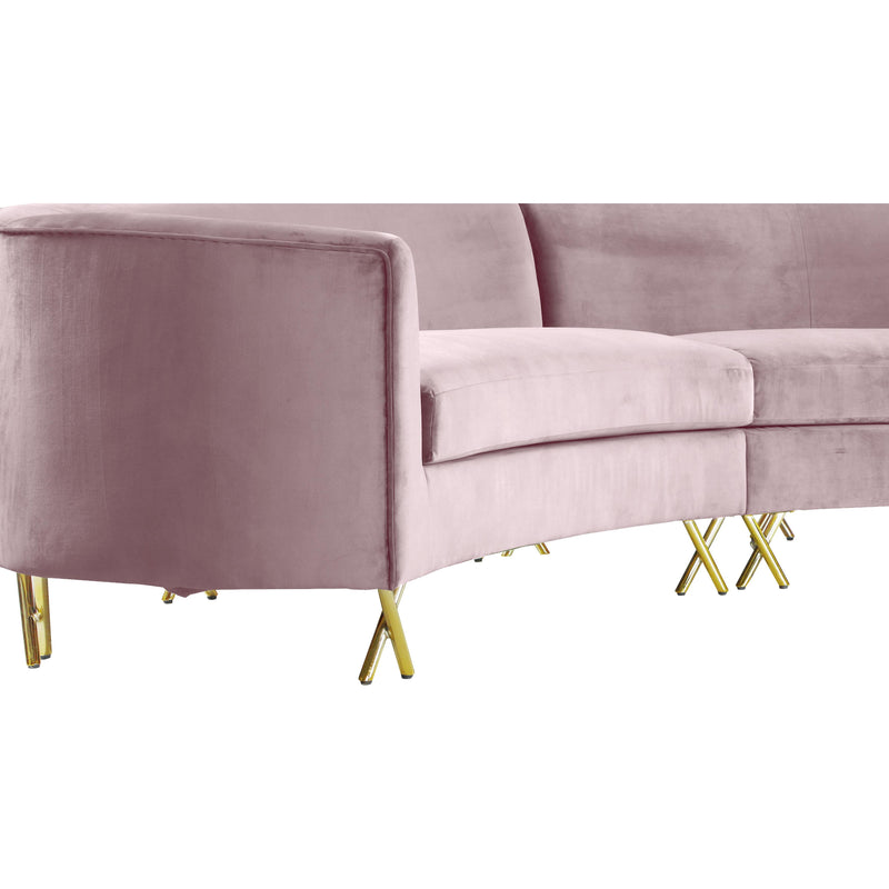 Meridian Serpentine Pink Velvet 3pc. Sectional IMAGE 4