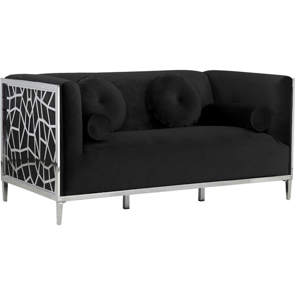 Meridian Opal Black Velvet Loveseat IMAGE 1