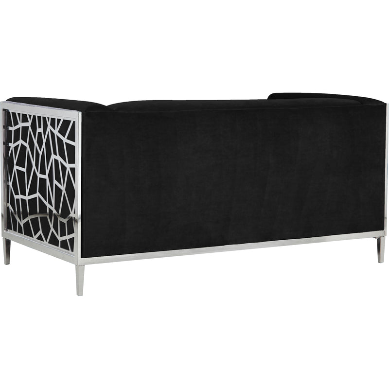 Meridian Opal Black Velvet Loveseat IMAGE 2