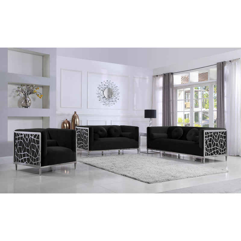 Meridian Opal Black Velvet Loveseat IMAGE 4