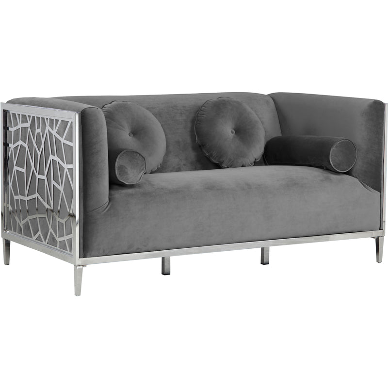 Meridian Opal Grey Velvet Loveseat IMAGE 1