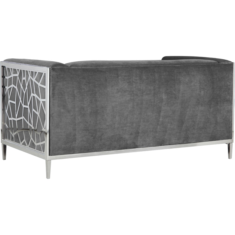 Meridian Opal Grey Velvet Loveseat IMAGE 2