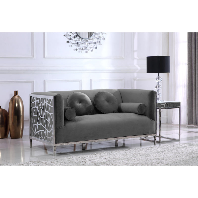 Meridian Opal Grey Velvet Loveseat IMAGE 3