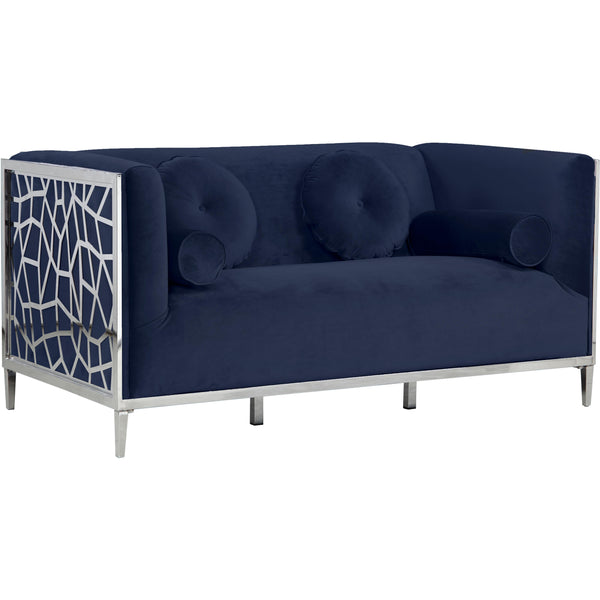 Meridian Opal Navy Velvet Loveseat IMAGE 1