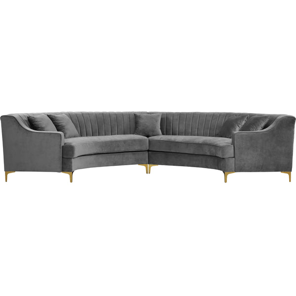 Meridian Jackson Grey Velvet 2pc. Sectional IMAGE 1