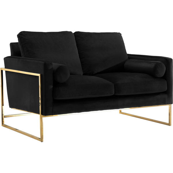 Meridian Mila Black Velvet Loveseat IMAGE 1