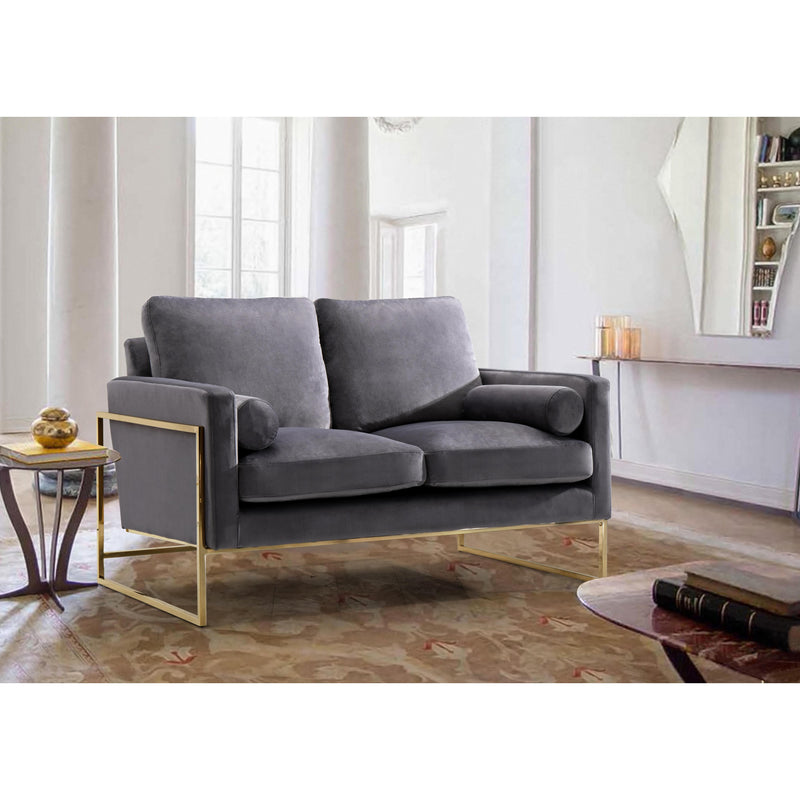 Meridian Mila Grey Velvet Loveseat IMAGE 5