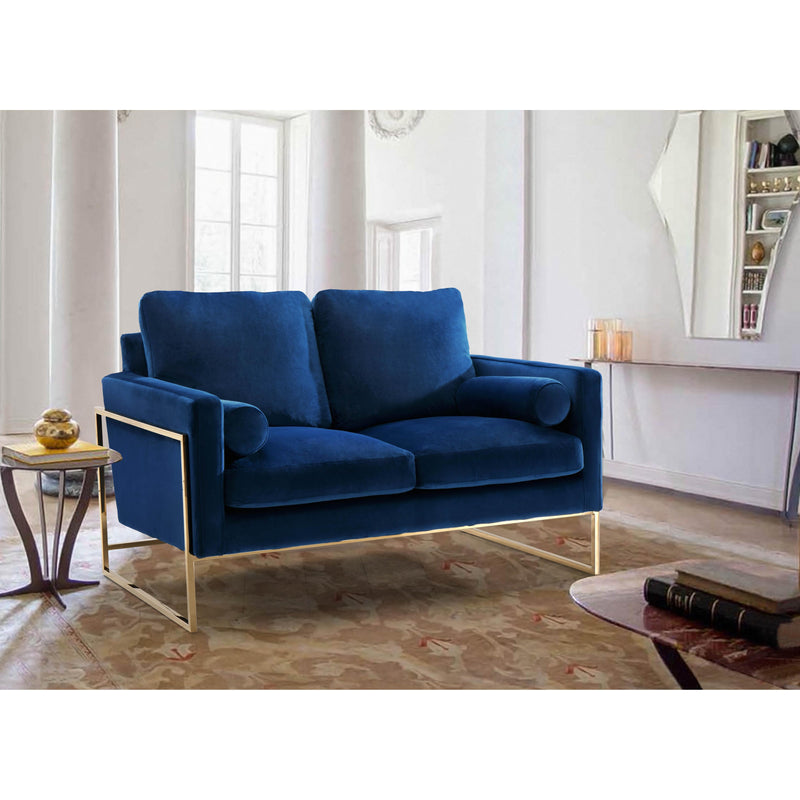 Meridian Mila Navy Velvet Loveseat IMAGE 5