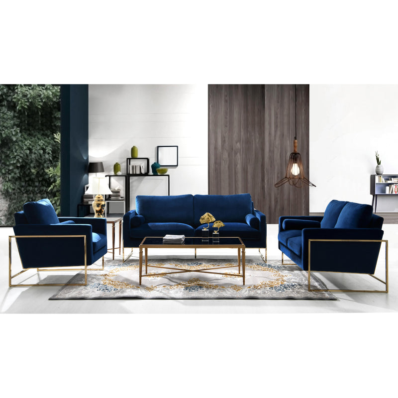 Meridian Mila Navy Velvet Loveseat IMAGE 6