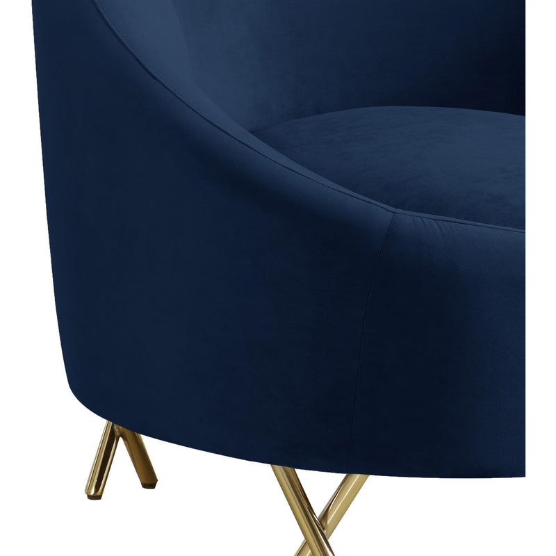 Meridian Serpentine Navy Velvet Chair IMAGE 3