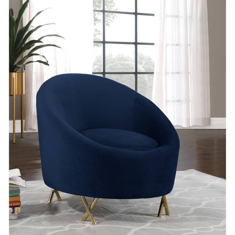 Meridian Serpentine Navy Velvet Chair IMAGE 5