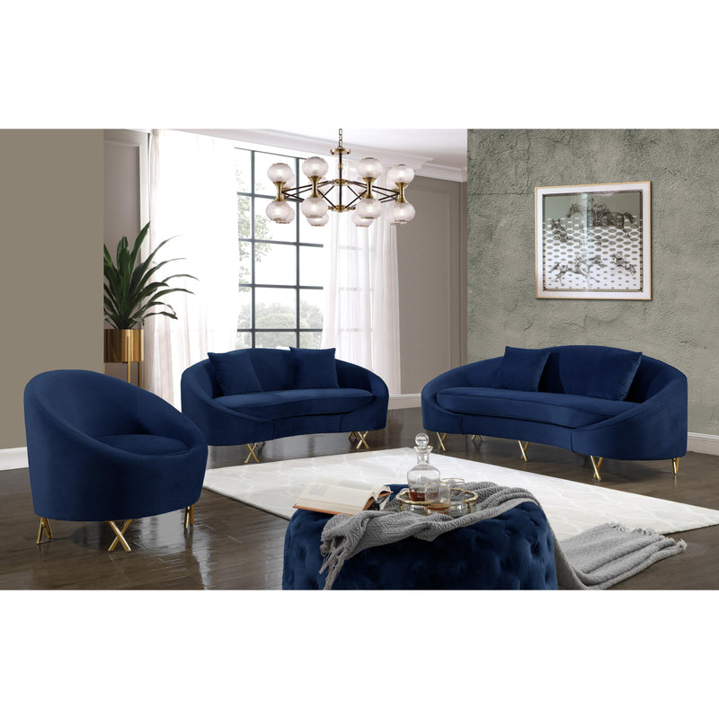 Meridian Serpentine Navy Velvet Chair IMAGE 6