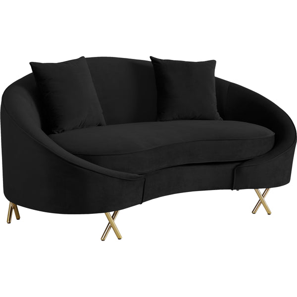 Meridian Serpentine Black Velvet Loveseat IMAGE 1