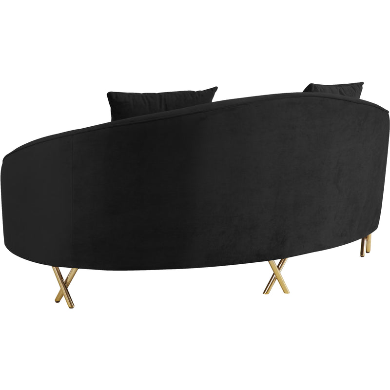 Meridian Serpentine Black Velvet Loveseat IMAGE 2