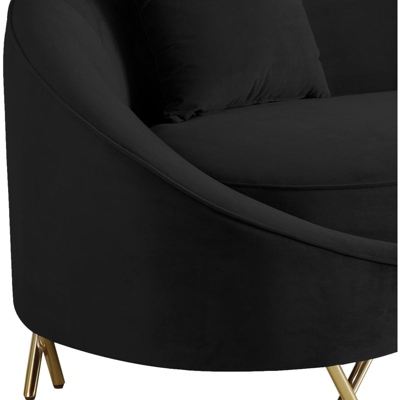 Meridian Serpentine Black Velvet Loveseat IMAGE 3