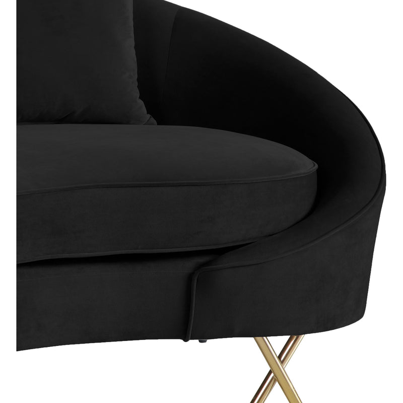 Meridian Serpentine Black Velvet Loveseat IMAGE 4