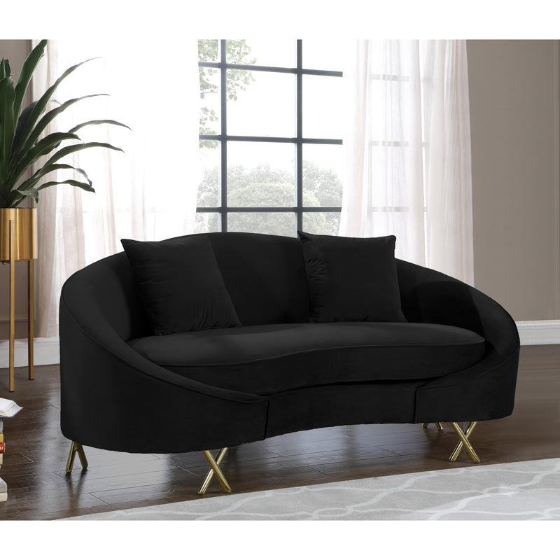 Meridian Serpentine Black Velvet Loveseat IMAGE 5