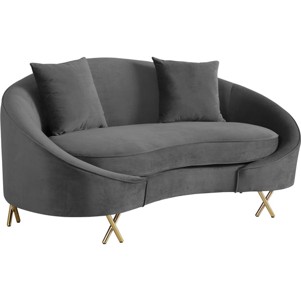 Meridian Serpentine Grey Velvet Loveseat IMAGE 1