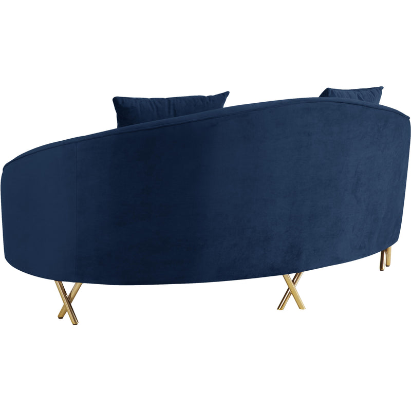 Meridian Serpentine Navy Velvet Loveseat IMAGE 2