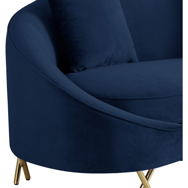 Meridian Serpentine Navy Velvet Loveseat IMAGE 3