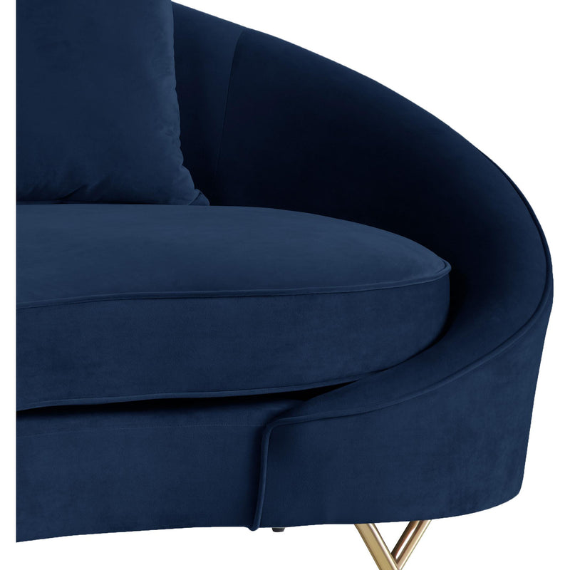 Meridian Serpentine Navy Velvet Loveseat IMAGE 4