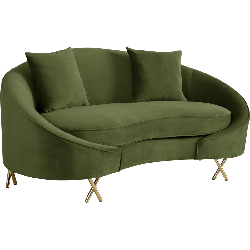 Meridian Serpentine Olive Velvet Loveseat IMAGE 1