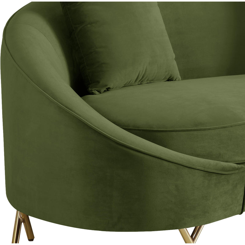 Meridian Serpentine Olive Velvet Loveseat IMAGE 2