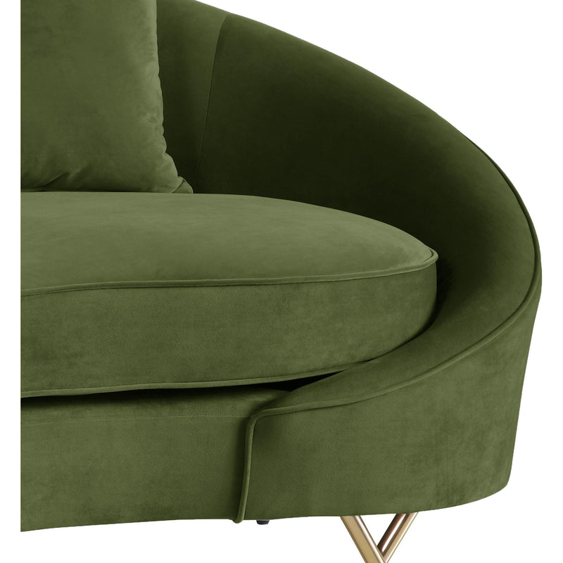 Meridian Serpentine Olive Velvet Loveseat IMAGE 3