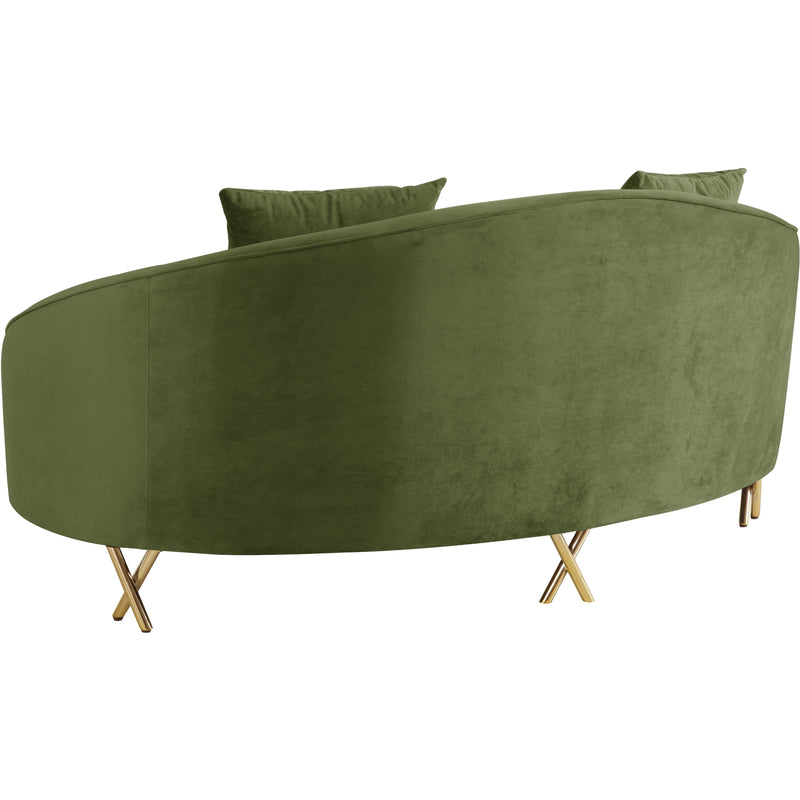 Meridian Serpentine Olive Velvet Loveseat IMAGE 4